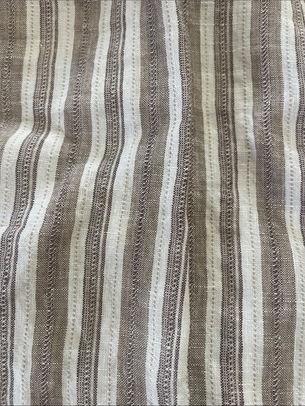 Coldwater Creek Striped Pull On Linen A-line Midi Skirt Taupe & White Medium 14 - Picture 3 of 6